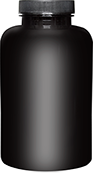 Finished black supplement bottle.