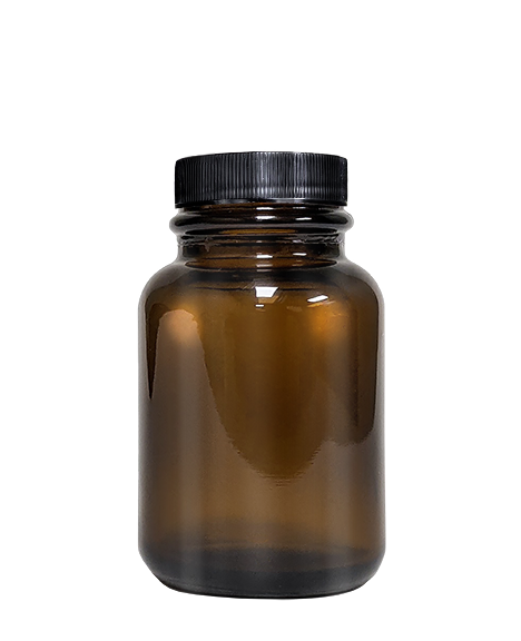 Unlabelled 60cc glass supplement bottle.