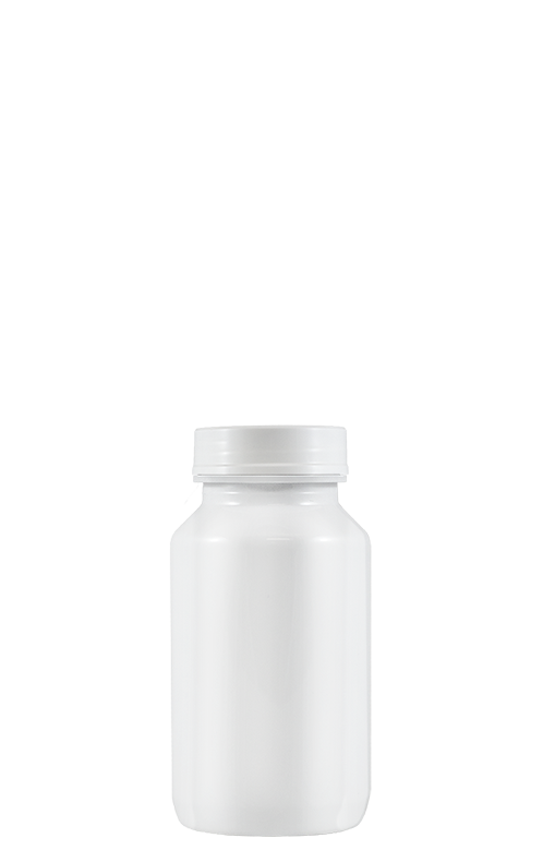 Unlabelled 150cc white capsule container.