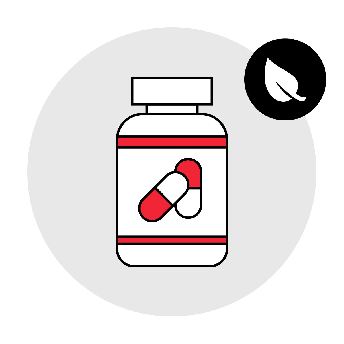 Herbal supplement capsules product image.