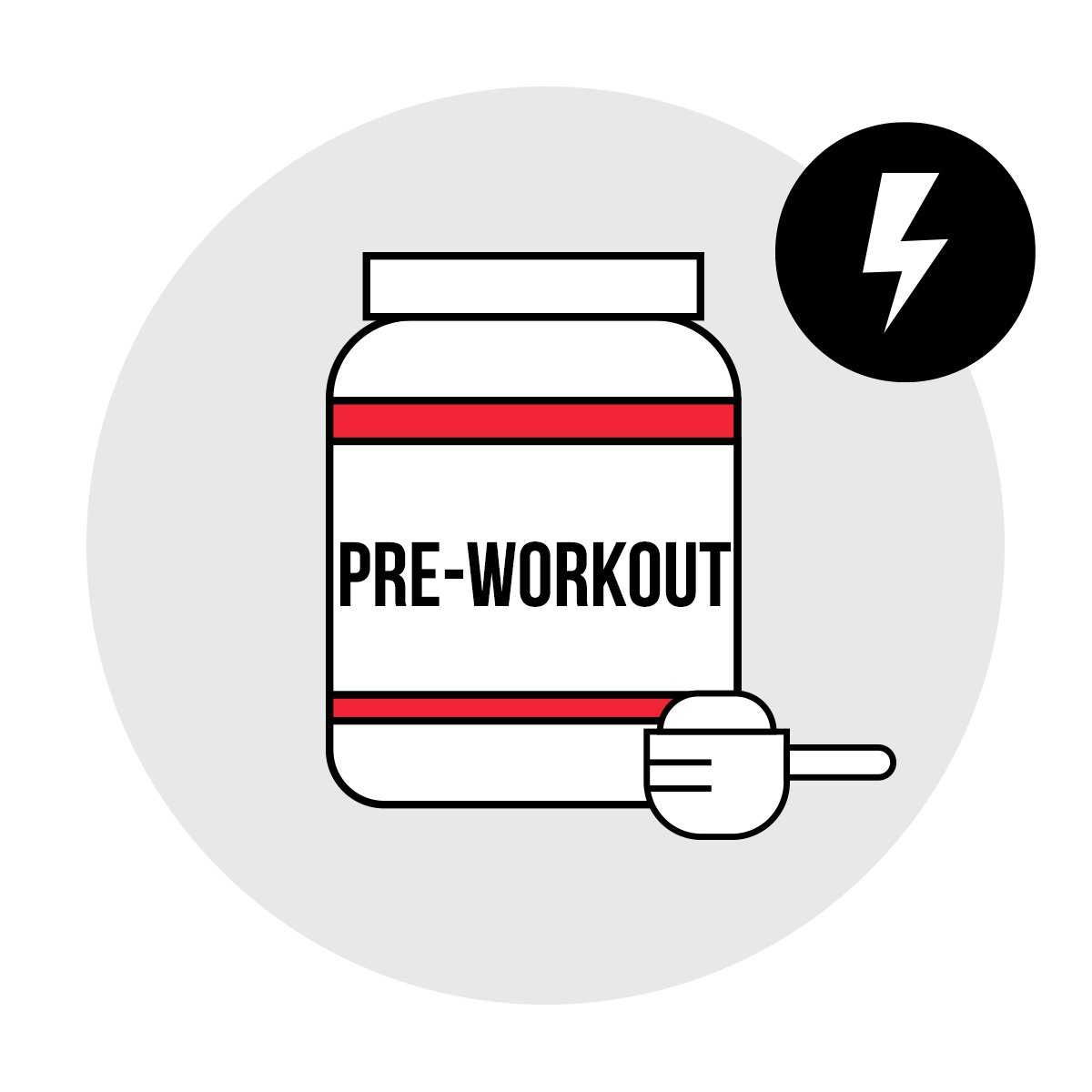 Pre-workout supplement powder product image.